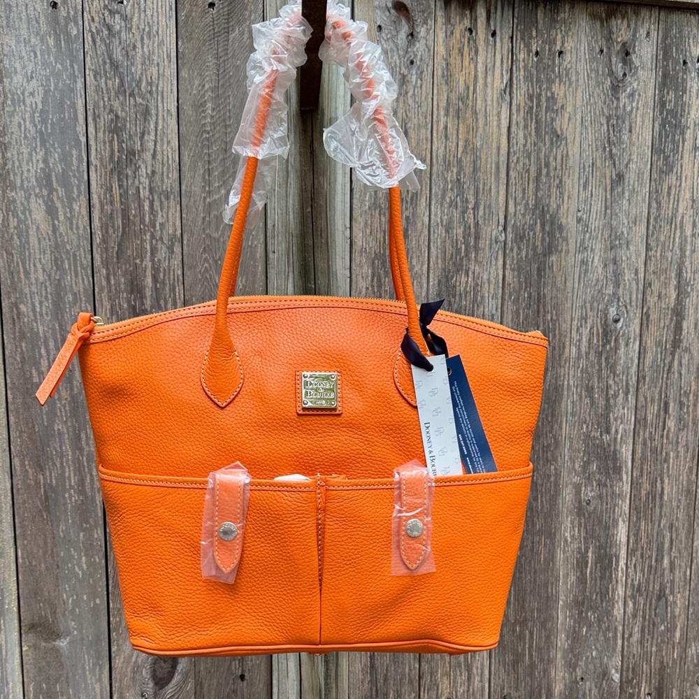 Dooney & Bourke Orange Leather Crescent tote